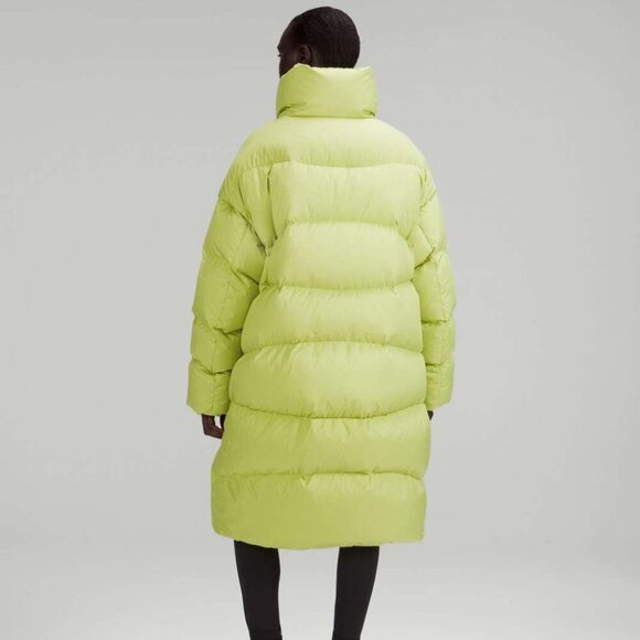 Lululemon Long Oversized Down Jacket Puffer Parka Wasabi Green M/L - Picture 4 of 8